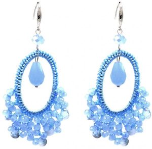 Earrings Faceted Glass 8.5x3cm Blue