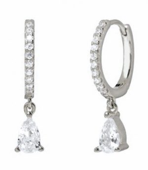 Copper Earrings with White CZ 2.3cm