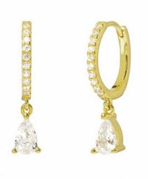 Copper Earrings with White CZ 2.3cm