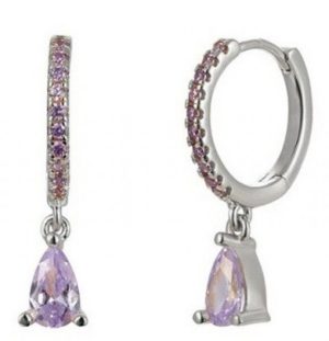 Copper Earrings with Purple CZ 2.3cm