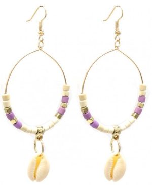 Earrings Shell 8x4.5cm Purple
