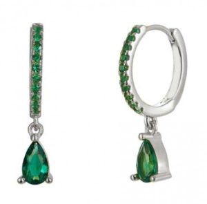 Copper Earrings with Green CZ 2.3cm