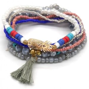 Set Glass beads Pineapple 7pcs Grey