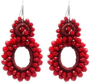 Earrings Faceted Glass 5cm Red
