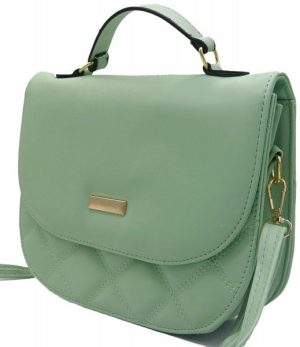 PU Bag Checkered Green 24x20x7cm