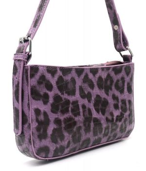 PU Bag Leopard Purple 25x15x5cm