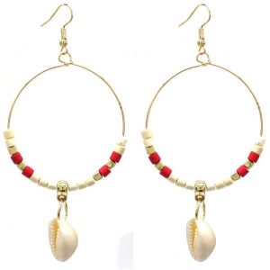 Earrings Shell 8x4.5cm Red