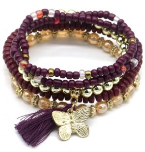 Bracelet Set Glass beads Pineapple 7pcs Pink