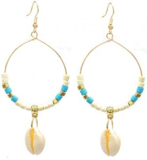Earrings Shell 8x4.5cm Blue