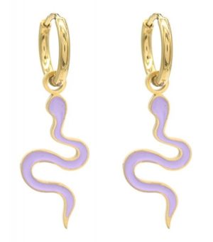 Steel Earrings Snake 1x3cm Lila-Gold