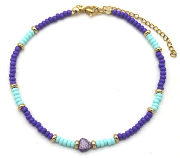 Anklet Heart Purple-Blue