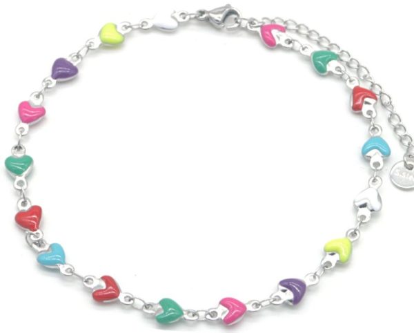 Steel Anklet Hearts
