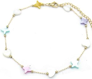 Steel Anklet Hearts-Stars