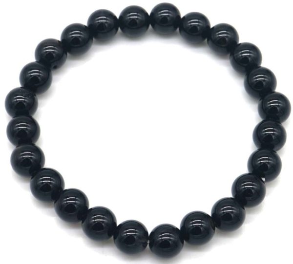 Stone Bracelet 8mm -Black Agate - 19cm
