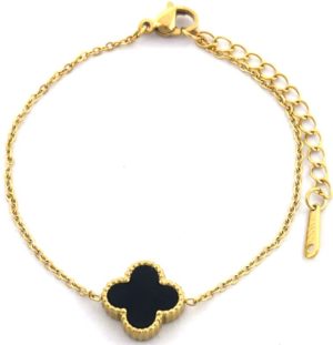 Steel Bracelet Clover Black