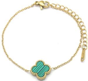 Steel Bracelet Clover Green