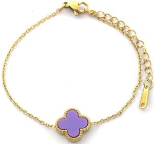 Steel Bracelet Clover Purple