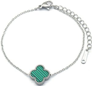 Steel Bracelet Clover Green
