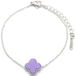 Steel Bracelet Clover Purple