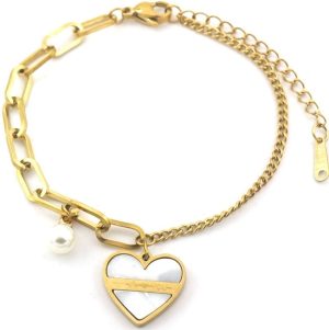 Steel Bracelet Heart MOP