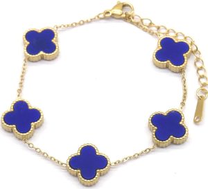 Steel Bracelet Clovers Blue