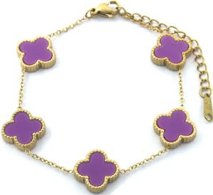 Steel Bracelet Clovers Purple