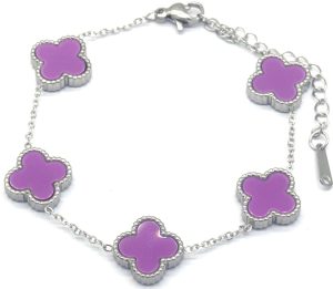 Steel Bracelet Clovers Purple
