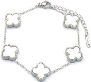 Steel Bracelet Clovers White
