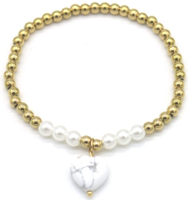 Steel Bracelet Stone Heart