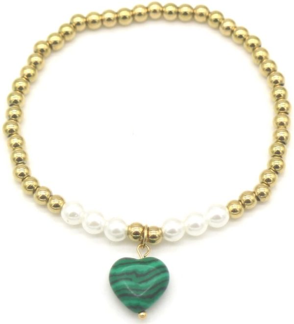Steel Bracelet Stone Heart