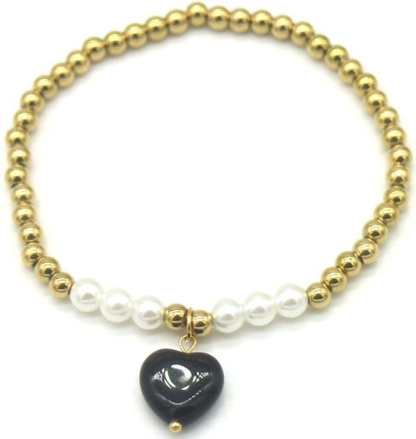 Steel Bracelet Stone Heart