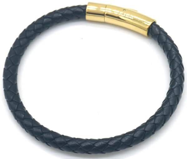 Steel Leather Bracelet 21cm