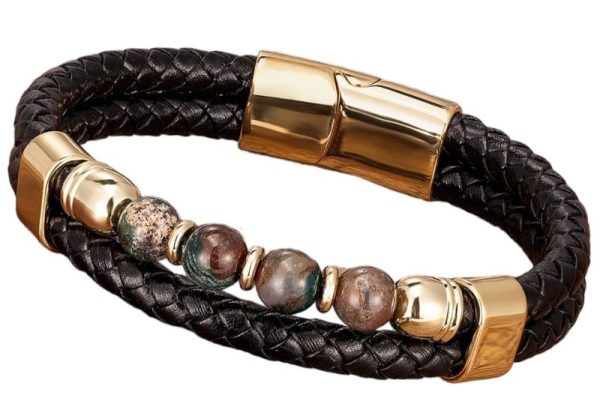 Steel Leather Bracelet 21cm