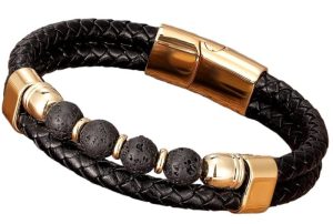 Steel Leather Bracelet 21cm