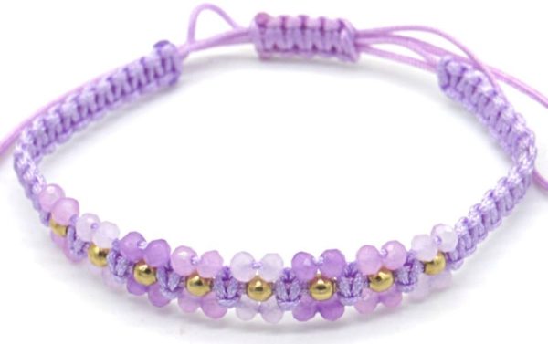 Rope Bracelet S. Steel Beads Purple