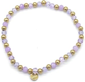 Steel Bracelet Glass Beads Purple
