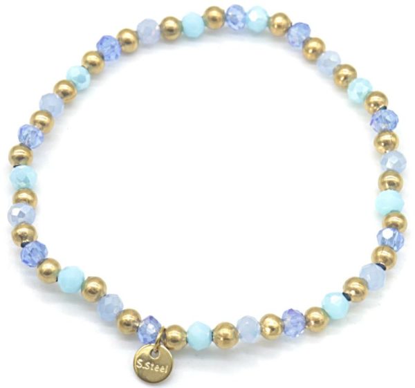 Steel Bracelet Glass Beads Blue