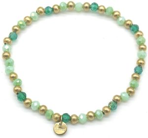 Steel Bracelet Glass Beads Green