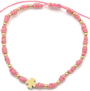 Steel Bracelet Clover Pink