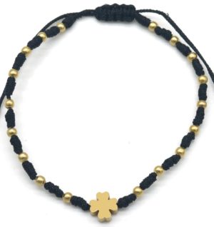 Steel Bracelet Clover, Black