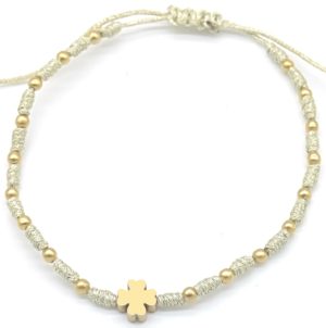 Steel Bracelet Clover Beige
