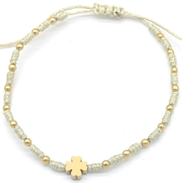Steel Bracelet Clover Beige