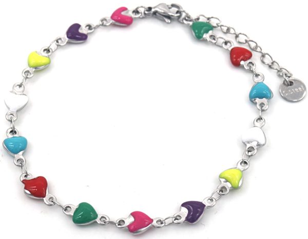 Steel Bracelet Hearts Multi
