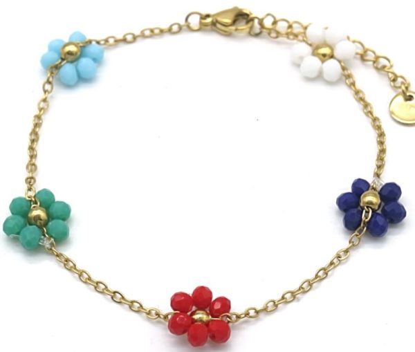 Steel Bracelet Flowers Multi