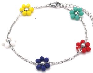Steel Bracelet Flowers Multi