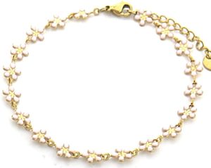 Steel Bracelet Flowers Pink