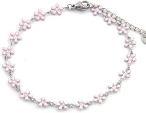Steel Bracelet Flowers Pink
