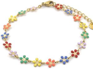 Steel Bracelet Flowers Multi