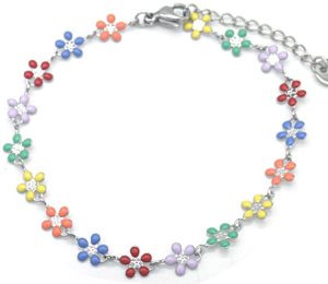 Steel Bracelet Flowers Multi