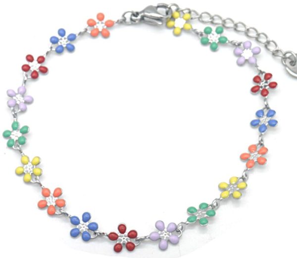 Steel Bracelet Flowers Multi